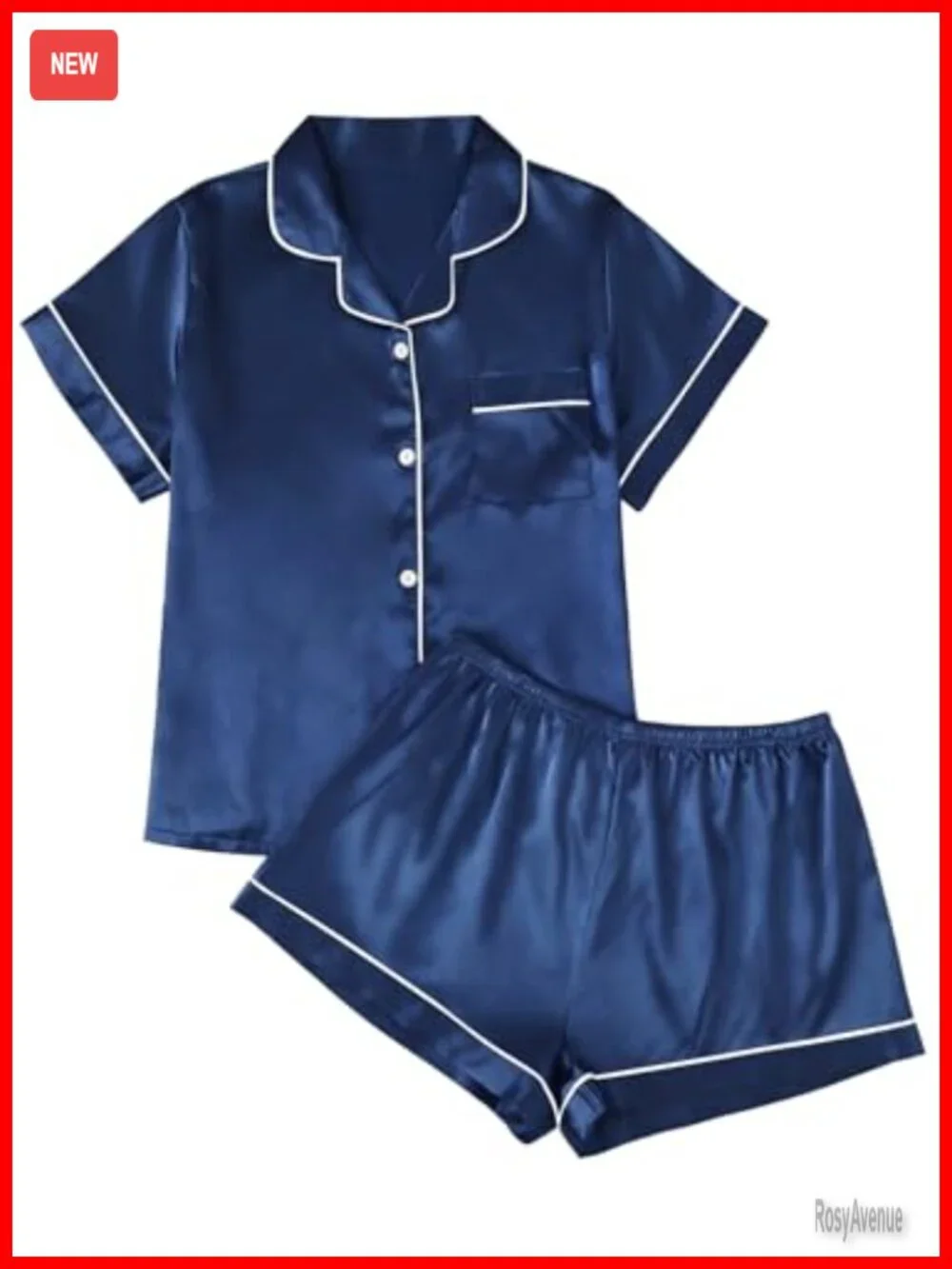 Silk Satin Pajama Set for Women - Short Sleeve Button Down Shirt and Shorts